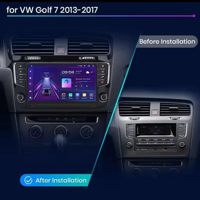 Rádio 9" Android Volkswagen Golf 7 com botões 2/32GB carplay gps NOVO