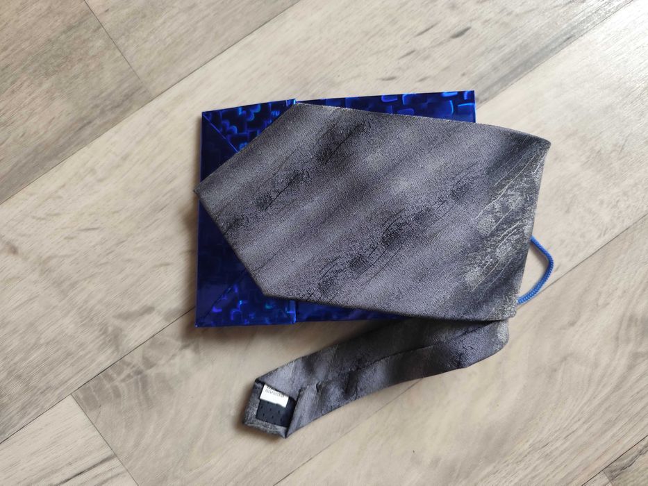 Krawat męski szaro niebieski