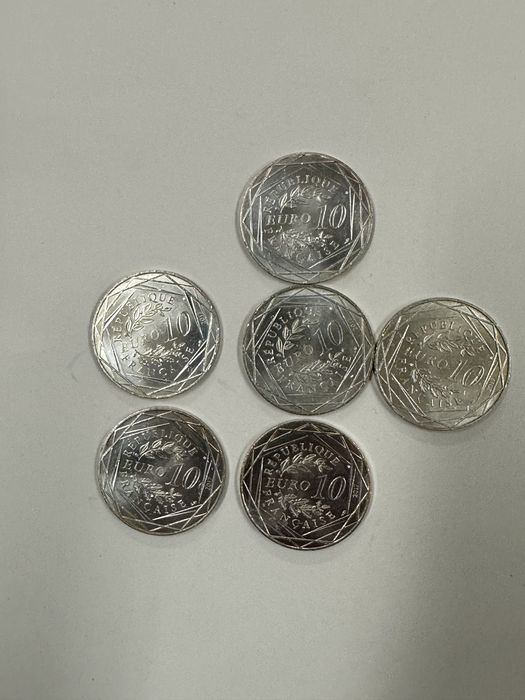 Moedas de coleccao em prata de 10 € de Franca