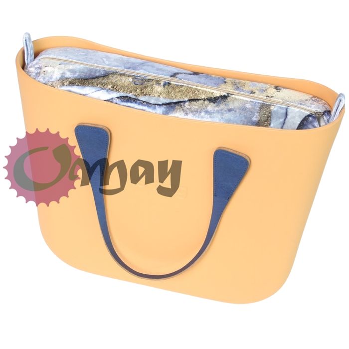 organizer do OBAG BAG MINI welur niebieski beż 2 kieszenie wkład OMAY