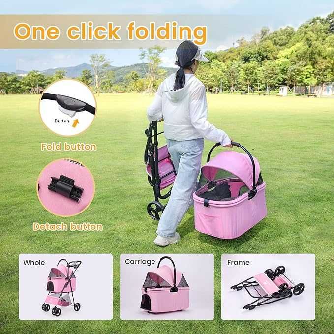 Wózek dla psa kota 2w1 różowy do 40kg