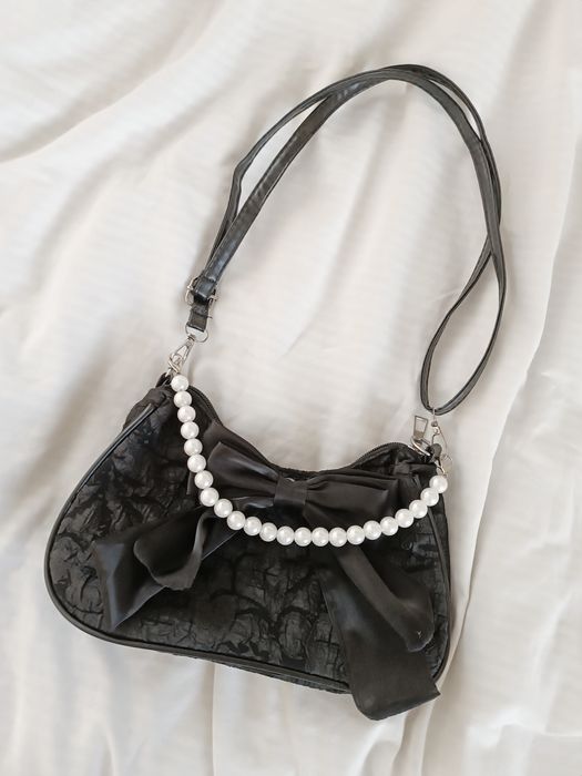 Goth Lolita / Czarna torebka coquette pastel lolita żakardowa kokarda