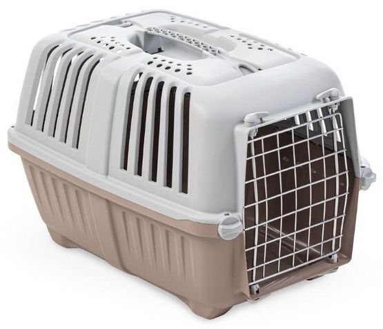 Transporter dla małych zwierząt - Pratiko metalowe drzwi Różowoszary