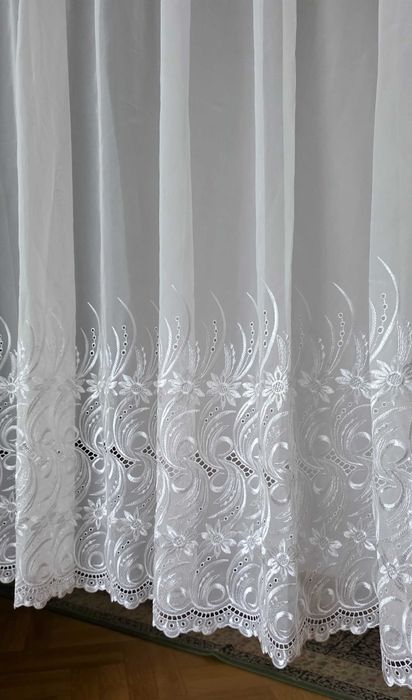 Elegancka Biała Firanka Kuchnia, Pokój, Sypialnia do Parapetu