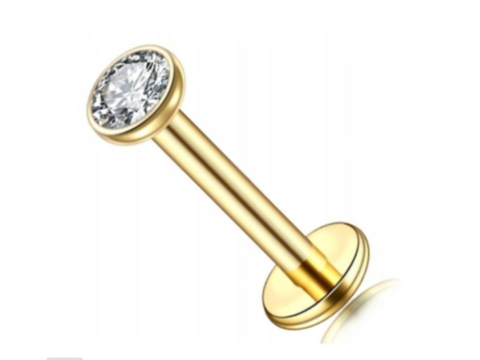 Kolczyki labret, cyrkonia 1,2/ 6/4 stal chirurgiczna
