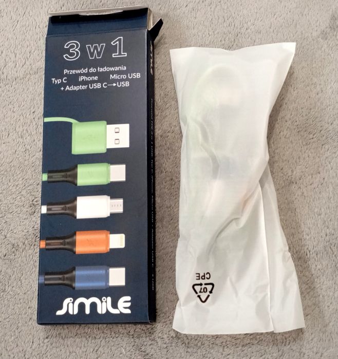 Kabel USB do ladowania - iPhone,micro USB,Typ C