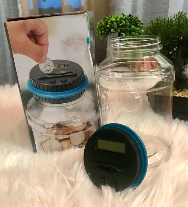 Mealheiro eletrônico contador de moedas