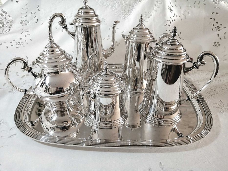 Vintage Silver Tea & Coffee Service-  6 Piece Neoclassical Art Deco St