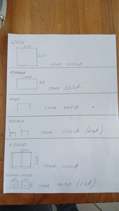 Komplet łóżko i szafki nocne