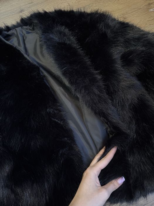Еко шуба чорна, эко шубка, черная шуба укороченная под zara