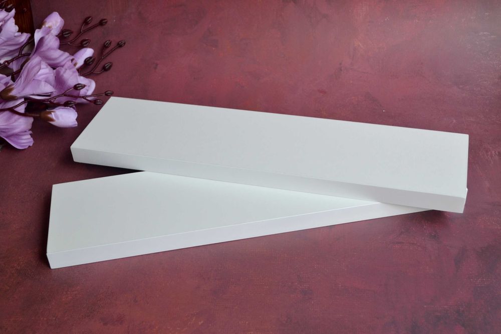 Біла пряма полка, настенная декоративная гладкая полочка