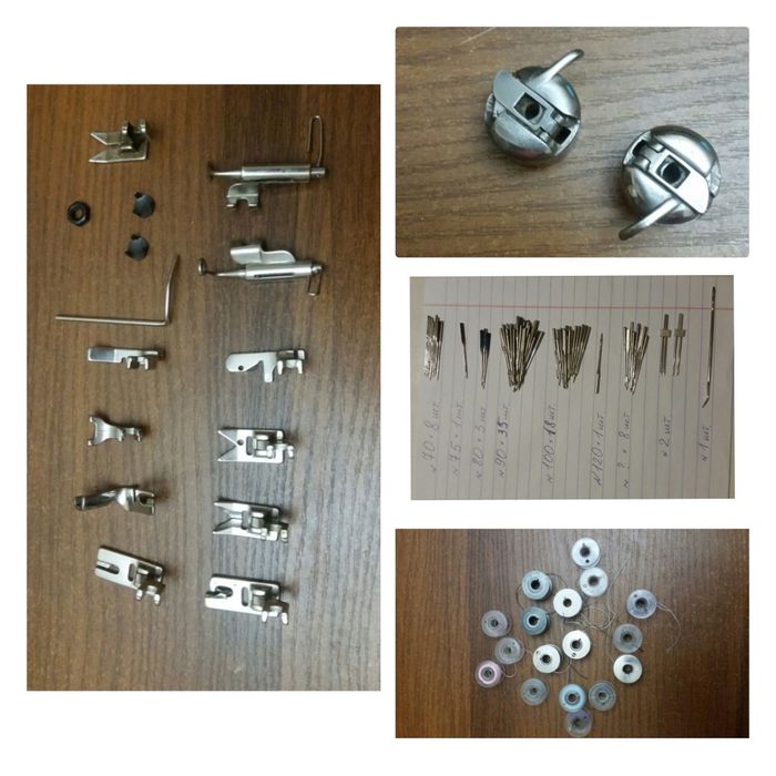 Запасные части к швейной машине лапки иголки шпульки шпульные колпачки