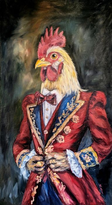 Quadro pintado a óleo, 90x50 cm