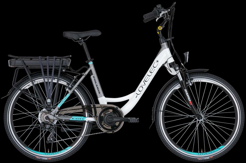 Rower Elektryczny Miejski LOVELEC Polaris 10AH 26 biało-szary