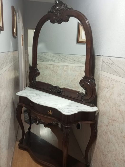 móvel  madeira cerejeira entrada com espelho