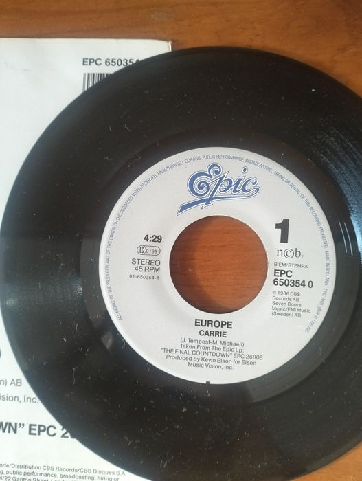 Disco de vinil single Europe - Carrie'