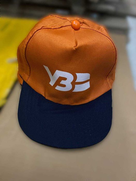 Кепки оранжево-сині з логотипом Укрзалізниці