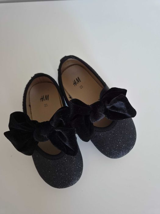 Buty buciki balerinki jak nowe H&M HM r. 23 z kokardką brokatowe