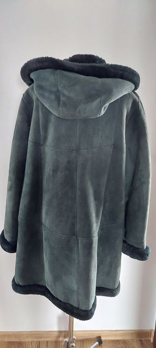 Prawdziwy kożuszek skórzany damski z kapturem, M/L