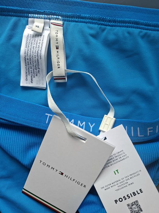 Tommy Hilfiger majtki bikini XL niebieskie chabrowe wiązane po bokach