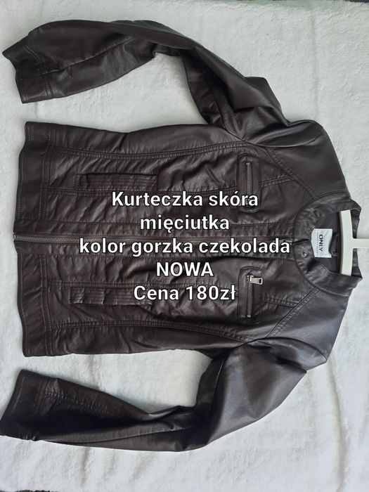 Kurtka RAMONESKA ciemny brąz, gorzka czekolada Eko skóra ONLY roz.36