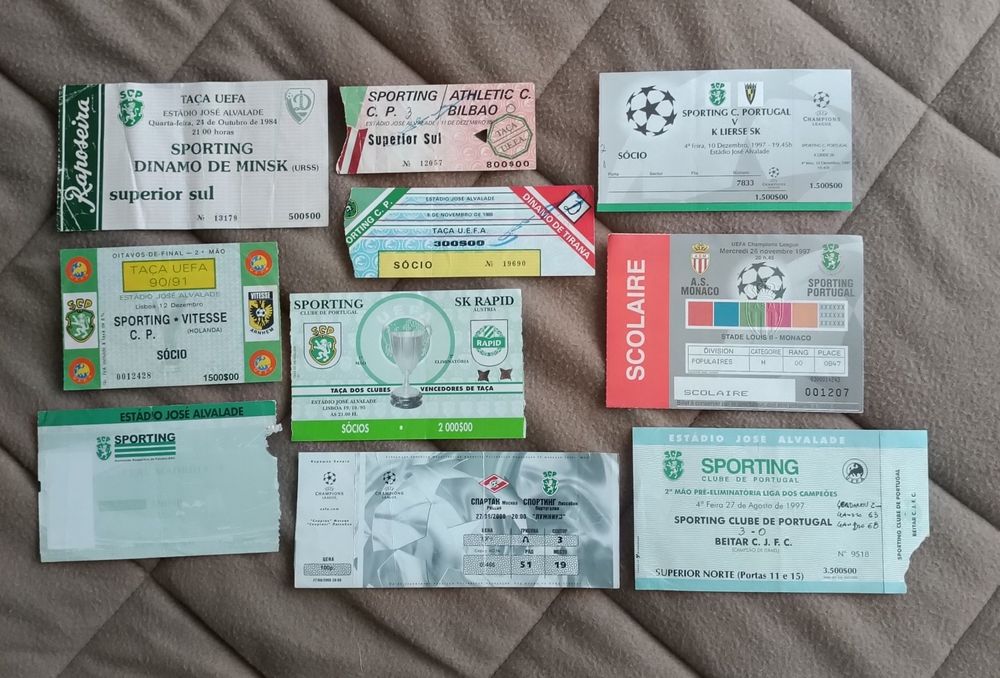 40 Bilhetes Futebol Sporting UEFA antigos