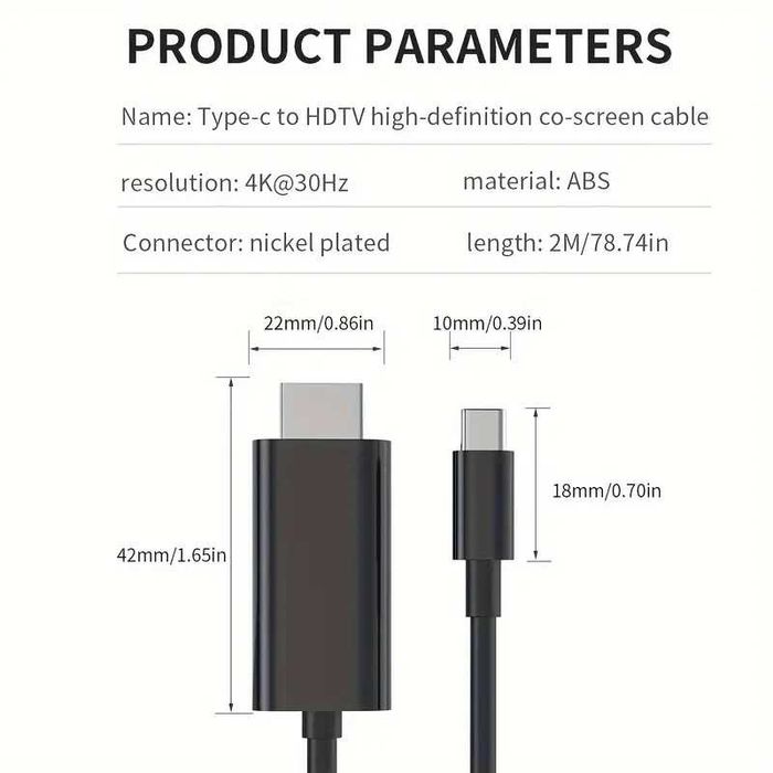 Adaptador Conversor USB-C para HDMI (novo) - 2 metros.