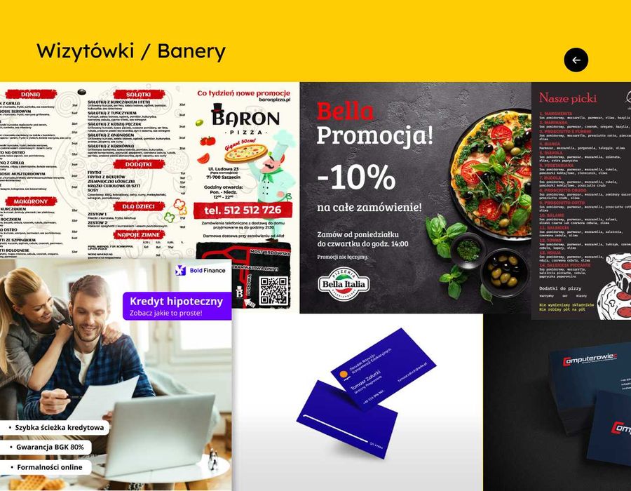 Projektowanie grafiki / Layouty / Banery / Wizytówki