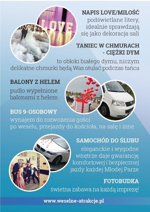 Ciężki dym na wesele, Taniec w chmurach, Fontanny iskier LOVE MIŁOŚĆ