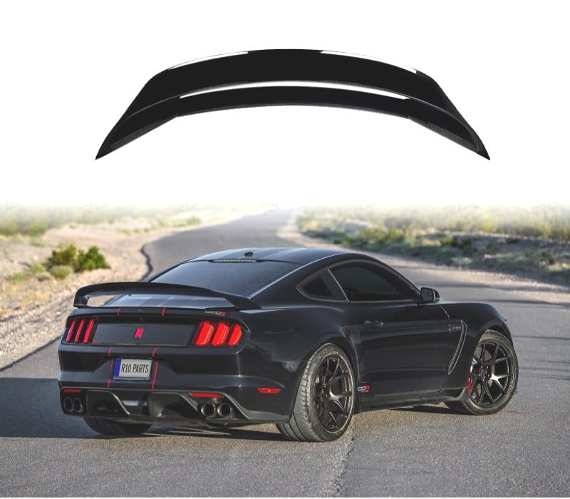 AILERON SPOILER FORD MUSTANG 15-23 LOOK GT350 R PRETO BRILHANTE