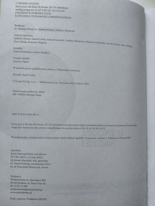 Religia. Liceum i technikum. Klasa 3. U źródeł nadziei. Karty pracy