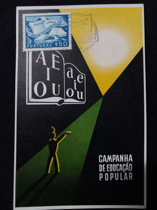 Postal - Campanha de Educação Popular com carimbo de primeiro dia