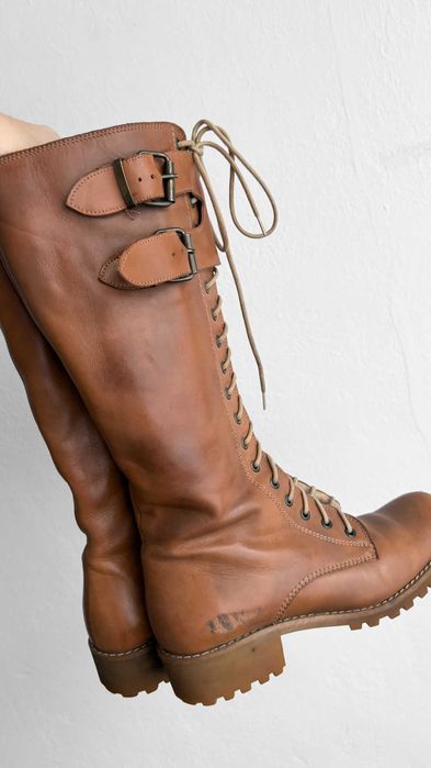 Karmelowe kozaki sznurowane Ryłko 35