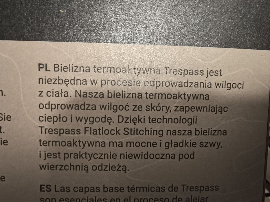 Bielizna termoaktywna XS/S Trespass komplet