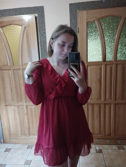 Sukienka bordowa plumeti