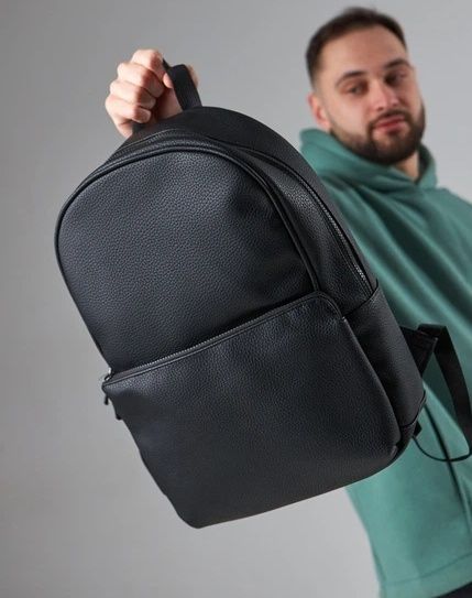 Рюкзак мужской кожаный черный сумка портфель