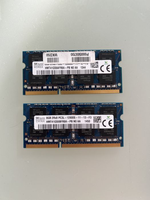 2 szt pamięci SK hynix 8gb 2Rx8 PC3l 12800s HMT41GS6BFR8A-PB