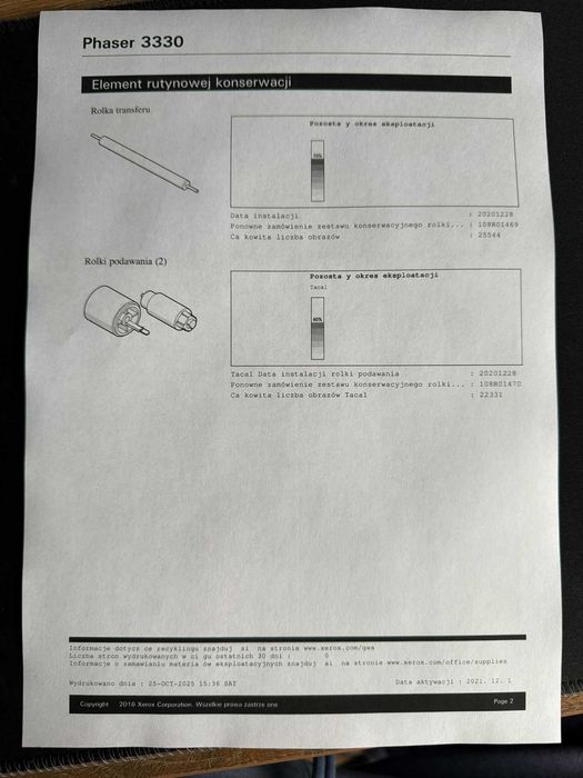 Drukarka laserowa Xerox Phaser 3330 WiFi/LAN mały przebieg