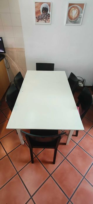 Mesa de cozinha extensivel com 6 cadeiras