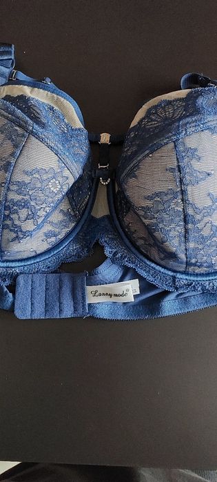 Lanny Mode Elegancki Niebieski Biustonosz Odpinane Strapsy 90D