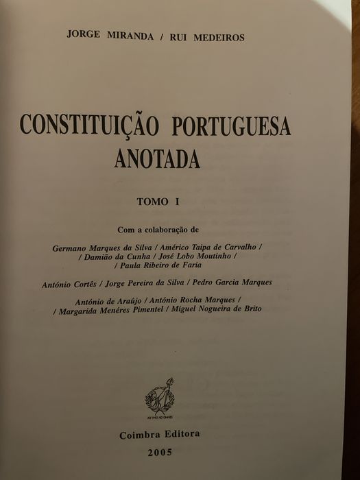 Constituição Portuguesa Anotada Tomo I
