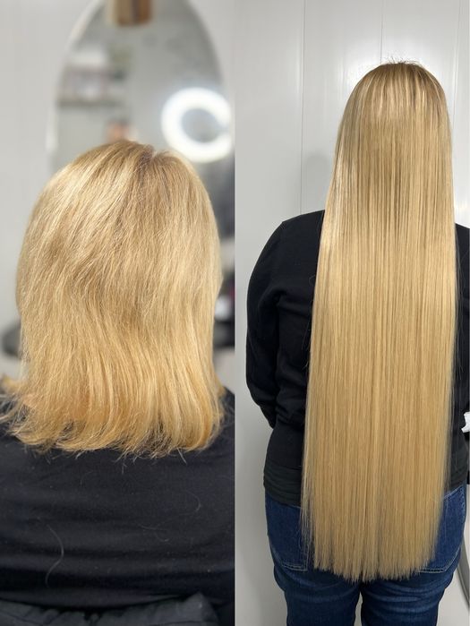 Наращивание биопротеиновых волос на капсулы