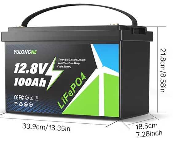 Акумулятор LiFePO4 12.8V 100Ah 1.28кВт (літій-залізо фосфат) YULONGNE (В НАЯВНОСТІ)