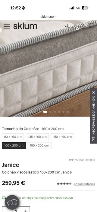 Colchão viscoelástico 160x200 cm Janice sklum