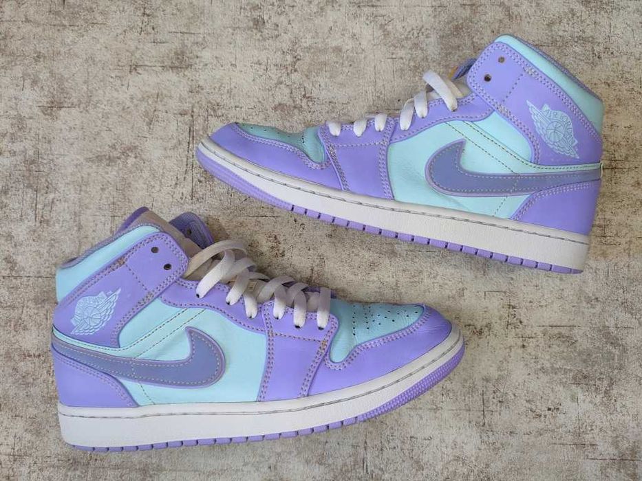 Кросівки Jordan 1 Mid Purple Aqua р-43 оригінал кроссовки найк Джордан