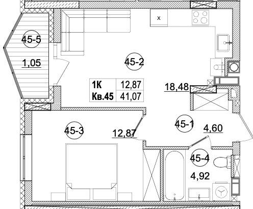 Продаж 1 кім. квартири Rivera Residents