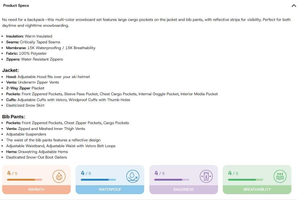 Dwuczęściowy strój snowboardowy, kurtka+spodnie, szerokie, młodzieżowe