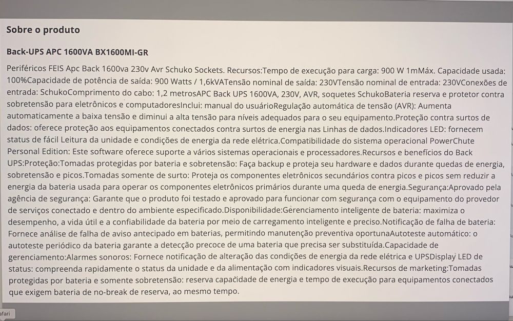 UPS APC BX1600MI-GR nova