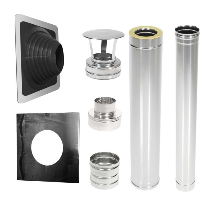 Kompletny komin ocieplony D115/195mm 100cm 1m 1000mm ZESTAW KOMPLET