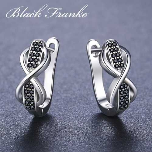 Kolczyki s3 Białe Złoto, Black Franko, cyrkonie + spinel